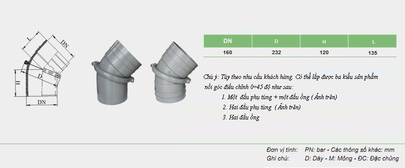 BỘ NỐI GÓC ĐIỀU CHỈNH 0-45 ĐỘ